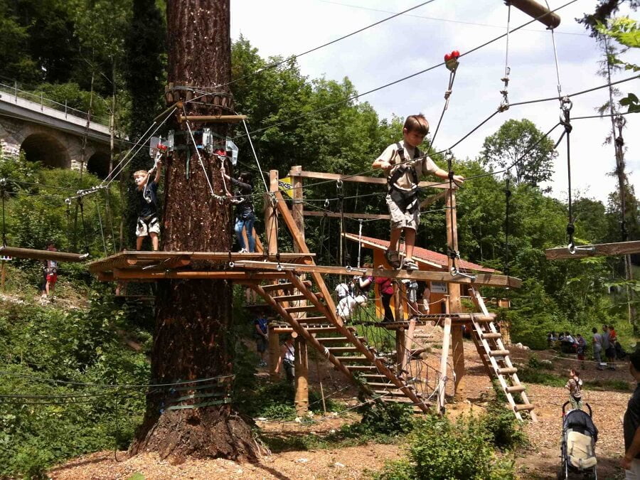 1 children playing in rope playground