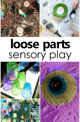 Loose Parts Sensory Play-sensory play activity ideas with loose parts for toddlers and preschoolers #preschool #sensoryplay #looseparts #toddlers #sensory
