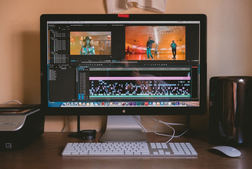 view of computer with video editing software open