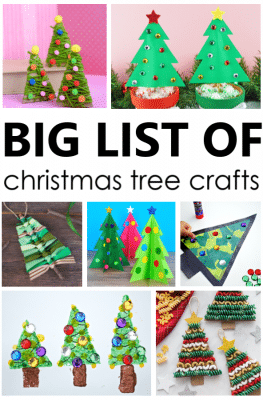 BIG List of Christmas Tree Crafts for Kids. 44 creative Christmas tree arts and crafts projects.