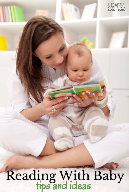 This may contain: a woman holding a baby reading a book with the title how to start a babysitting business