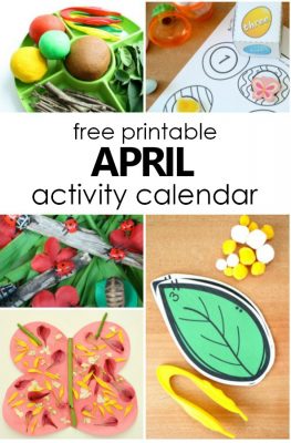 Free Printable April Activity Calendar. Fun Things to Do with Kids in April #homeschoolpreschool #preschoolathome #kidsactivities #april