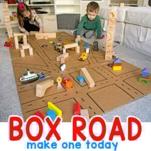 BOX ROAD - A quick and easy cardboard activity from Busy Toddler; kids make an indoor city from a box; a recycled activity