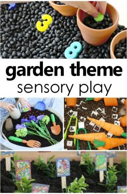 Garden Theme Sensory Play and Gardening Sensory Bin Ideas #preschool #sensory #kids #kidsactivities #gardentheme #spring