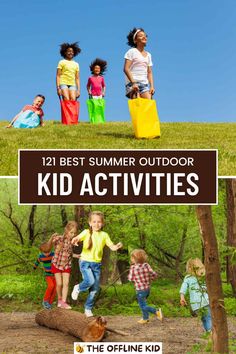 This may contain: the best summer outdoor kid activities for kids and their families to play with in the park
