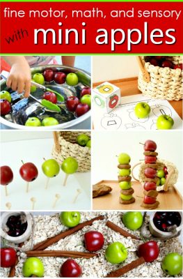 Fall Activities with Mini Apples-Fine motor activities, sensory play ideas, free printables and more to do with your apple manipulatives