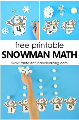 Free Printable Snowman Winter Math Counting Activity #preschool #kindergarten #snowman #counting