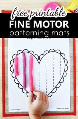 Free Printable Heart Fine Motor Play Dough and Tracing Patterning Mats Center for PreK and K-1