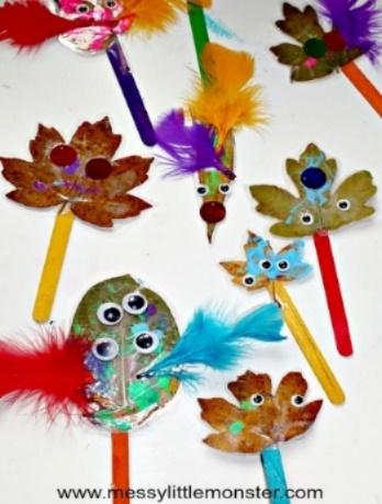 monster leaf puppet craft