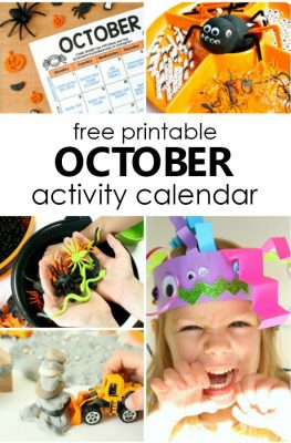 Free Printable October Kids Activity Calendar-Halloween activities for preschool