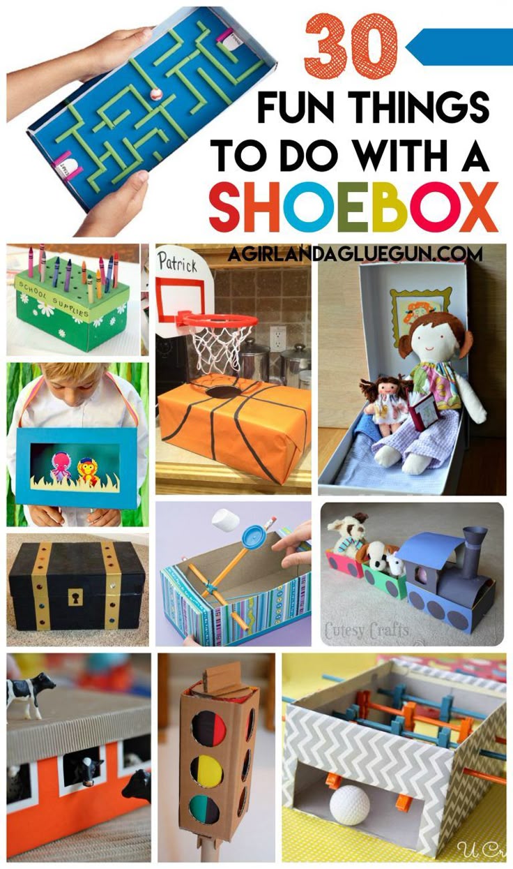 This may contain: the ultimate collection of fun things to do with a shoebox