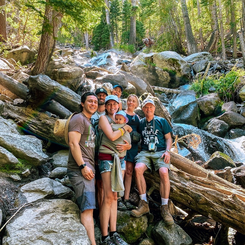 hike to the waterfall with baby