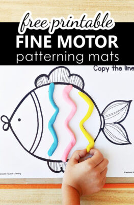 Free Printable Fish Summer Fine Motor Play Dough and Tracing Patterning Mats Center for PreK and K -1