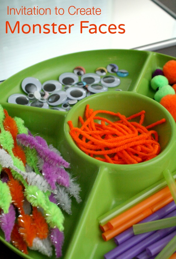 Invitation to Create Monster Faces~Creative open-ended play for Halloween