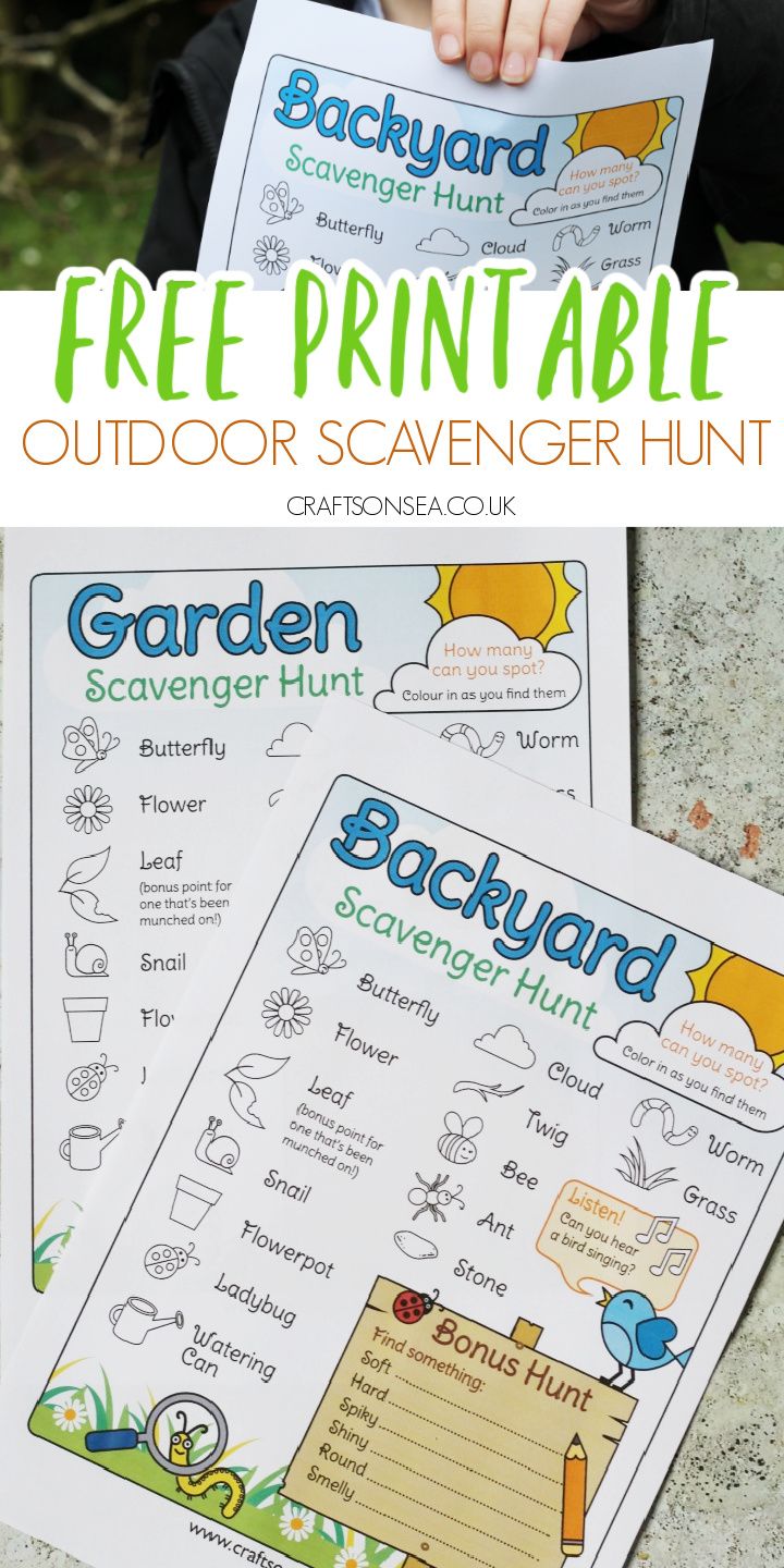 This may contain: this free printable outdoor scavenger hunt is perfect for kids to practice reading