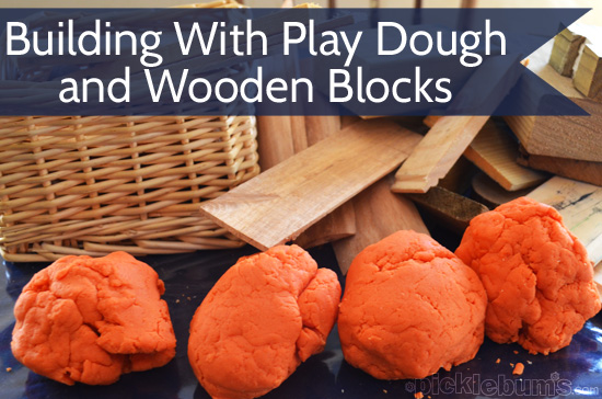Playdough Activity – Building with  Playdough and Wooden Blocks