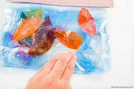 Fall Leaves Squish Bags for Kids