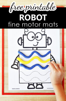 Free Printable Robot Fine Motor Play Dough and Tracing Patterning Mats Center for PreK and K-2