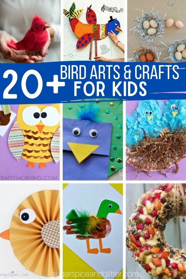 Over 20 Bird-inspired Arts and Crafts for Kids, plus fun ideas to bring the bird theme into math, science and sensory play