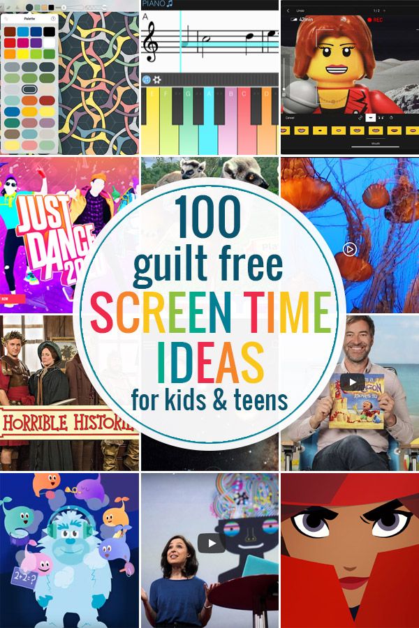 This may contain: the top 100 guilt free screen time ideas for kids and teens