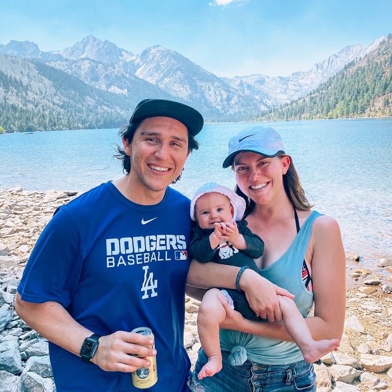 family photo at lake