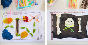 Free printable pirate themed play dough mats