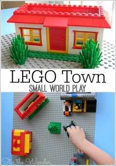 This may contain: the lego town small world play is great for toddlers to learn how to build