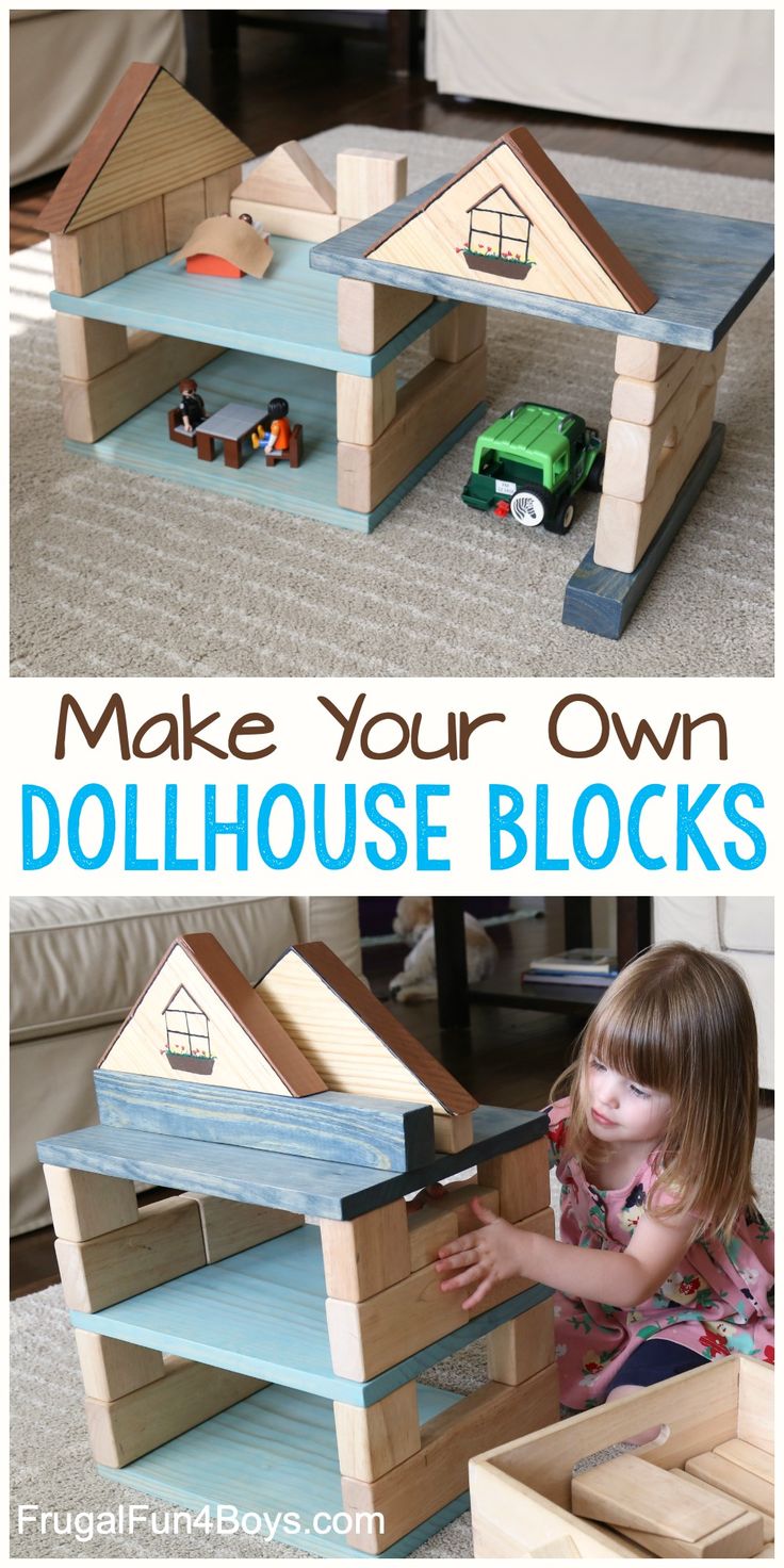 This may contain: make your own dollhouse blocks for kids to play with and learn how to build them
