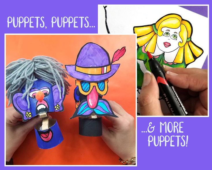 different colored paper puppets 
