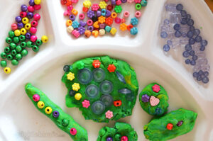 Six More Simple Play Dough Activities - play dough and beads