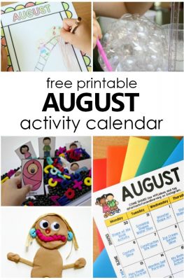 Free printable August Activity Calendar. Preschool Activities for August #preschool #freeprintable #kidsactivities