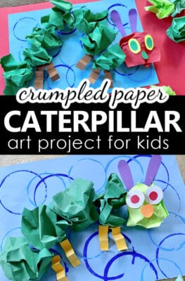 Crumpled Paper Caterpillar Art Project and Craft Idea for Kids