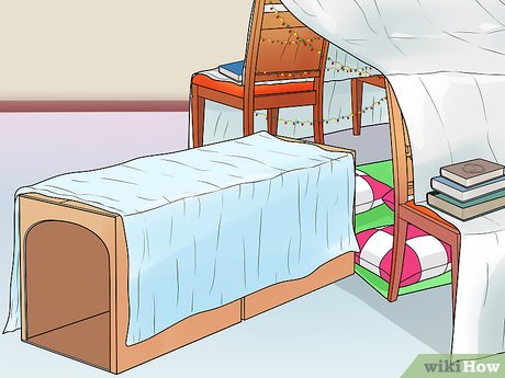 Step 2 Create tunnels with boxes and additional blankets.