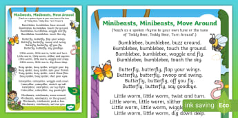Minibeasts, Minibeasts, Move Around Rhyme | Twinkl