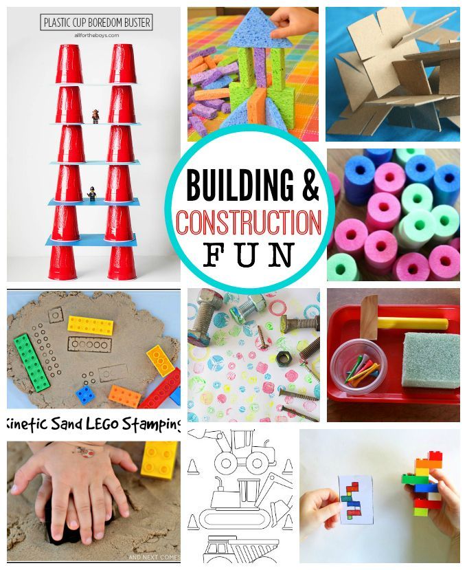 This may contain: a collage of construction activities and crafts for kids