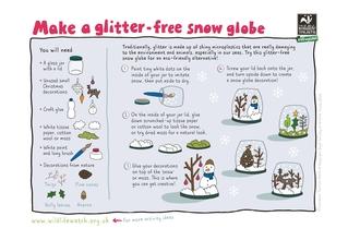 Glitter-free snow globe