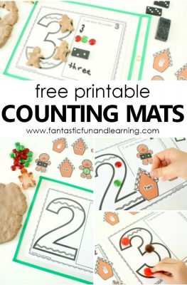 Free Printable Gingerbread Man Theme Counting Mats for Preschool and Kindergarten #preschool #gingerbread #math #freeprintable