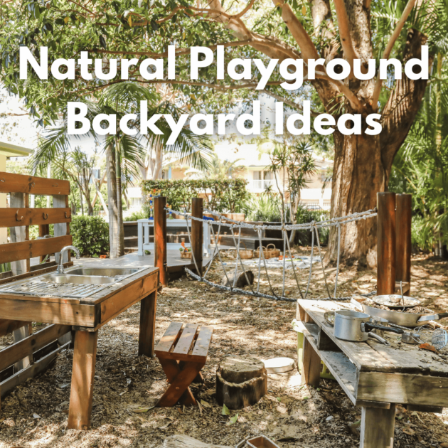 mud kitchen and bridge made from ropes and wood