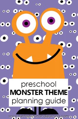 Preschool Monster Theme Activities-Planning guide for preschool monster theme. Lesson plans, songs, free printables and more #preschool #monsters #halloween