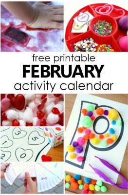 Free Printable February Activity Calendar with February Preschool Activities #preschool #february #kidsactivities