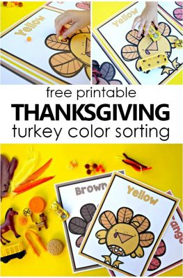 Free Printable Thanksgiving Turkey Color Sorting Mats-Thanksgiving activities for toddlers and preschool #preschool #toddler #freeprintable #thanksgiving