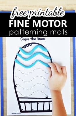 Free Printable Mitten Fine Motor Play Dough and Tracing Patterning Mats Center for PreK and K