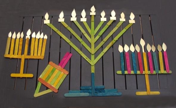 Chanukah Popsiscle Stick Menorah