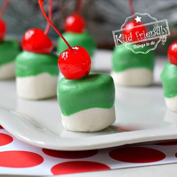 Christmas grinch marshmallow bites